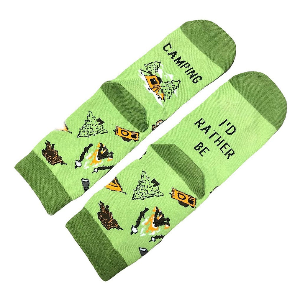 Pair of Unisex Funny Sport Socks I Would Rather Be Camping
