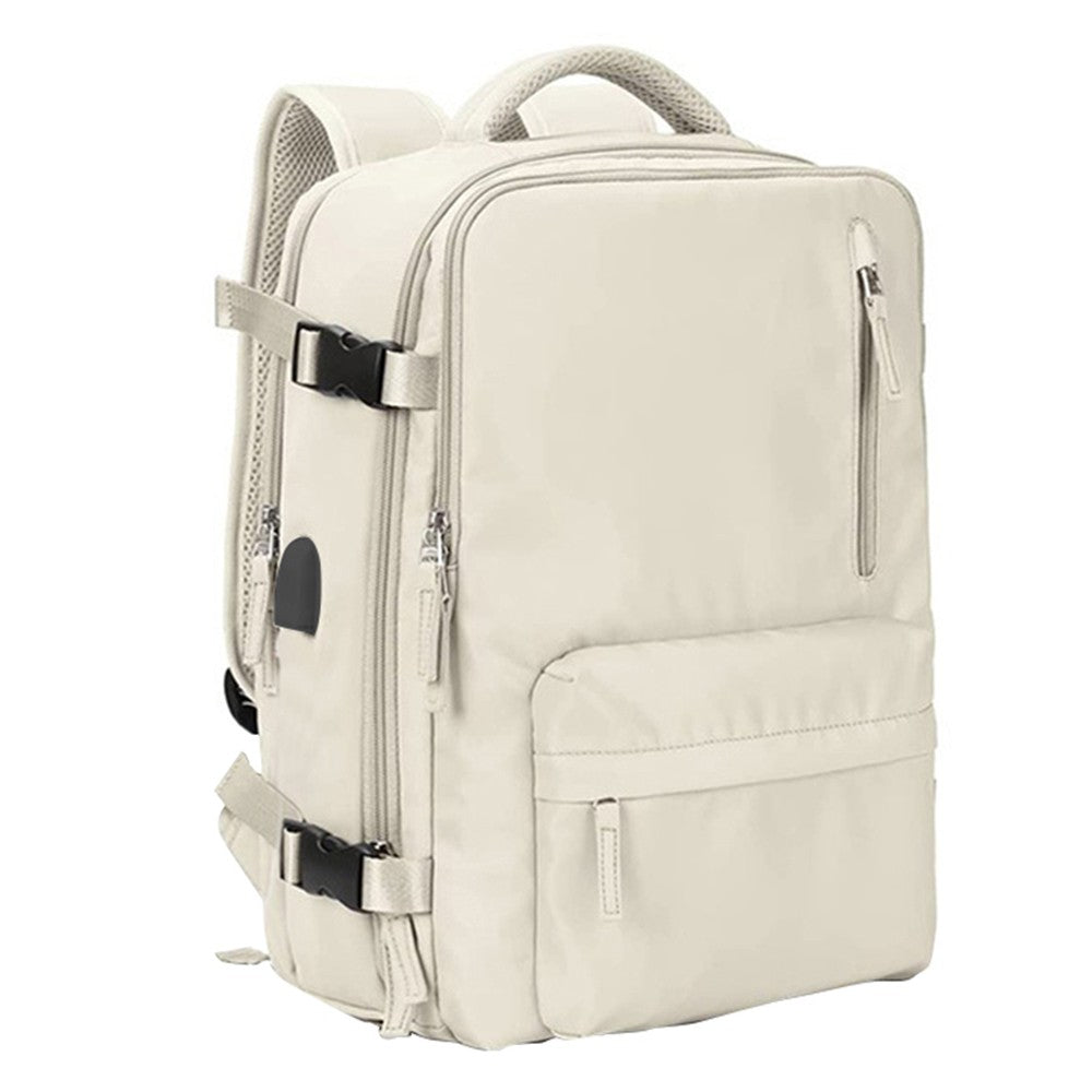Travel Duffel Bag Sport Backpack Rucksack Hiking Bag with Shoe Compartment Beige