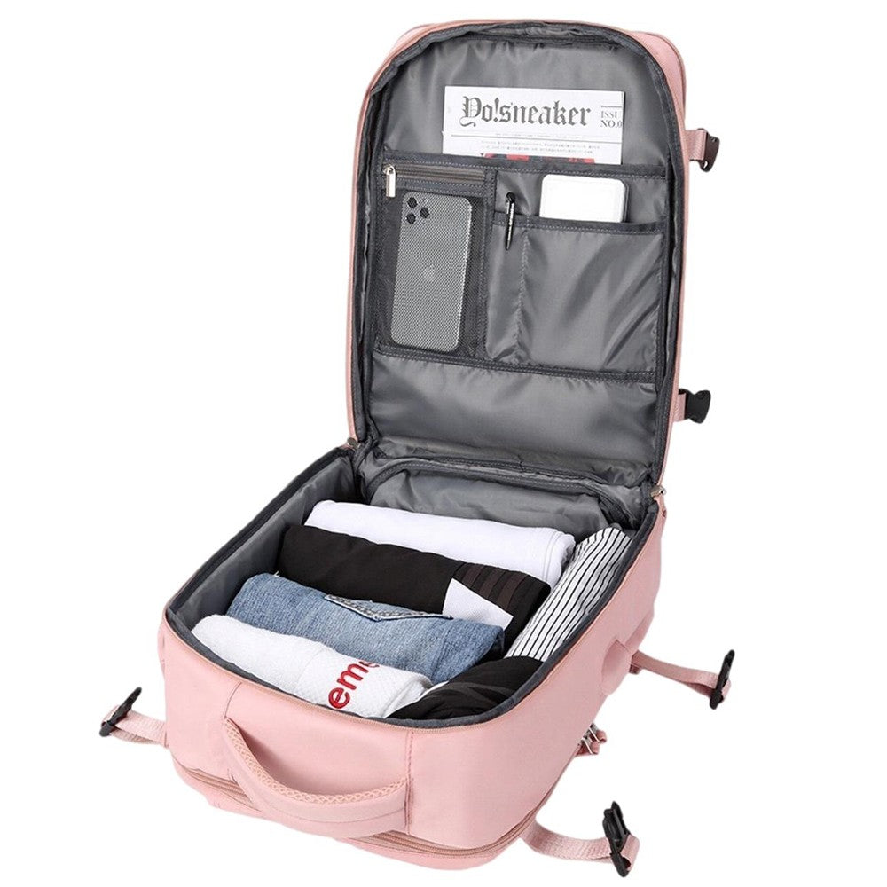 Travel Duffel Bag Sport Backpack Rucksack Hiking Bag with Shoe Compartment Pink