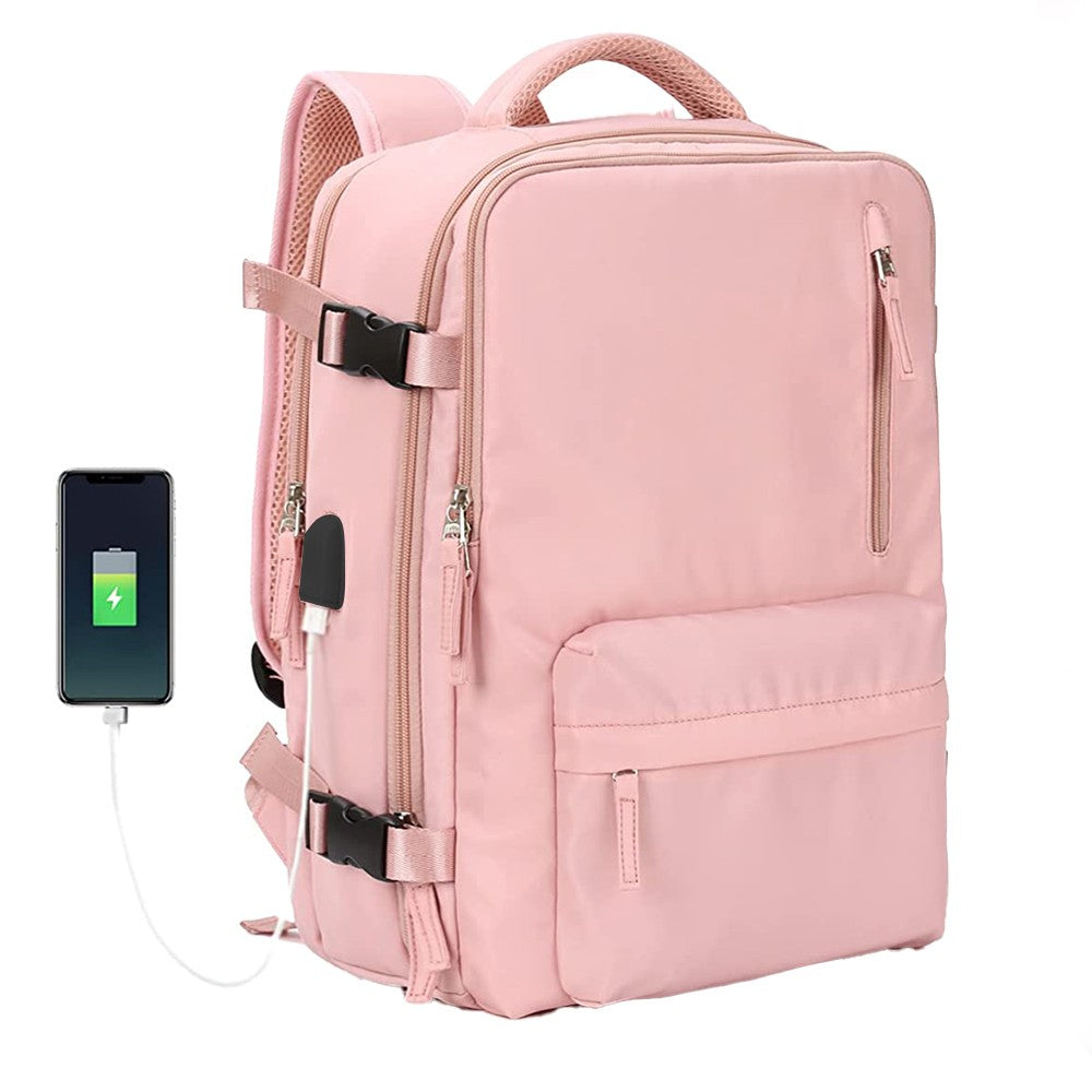 Travel Duffel Bag Sport Backpack Rucksack Hiking Bag with Shoe Compartment Pink