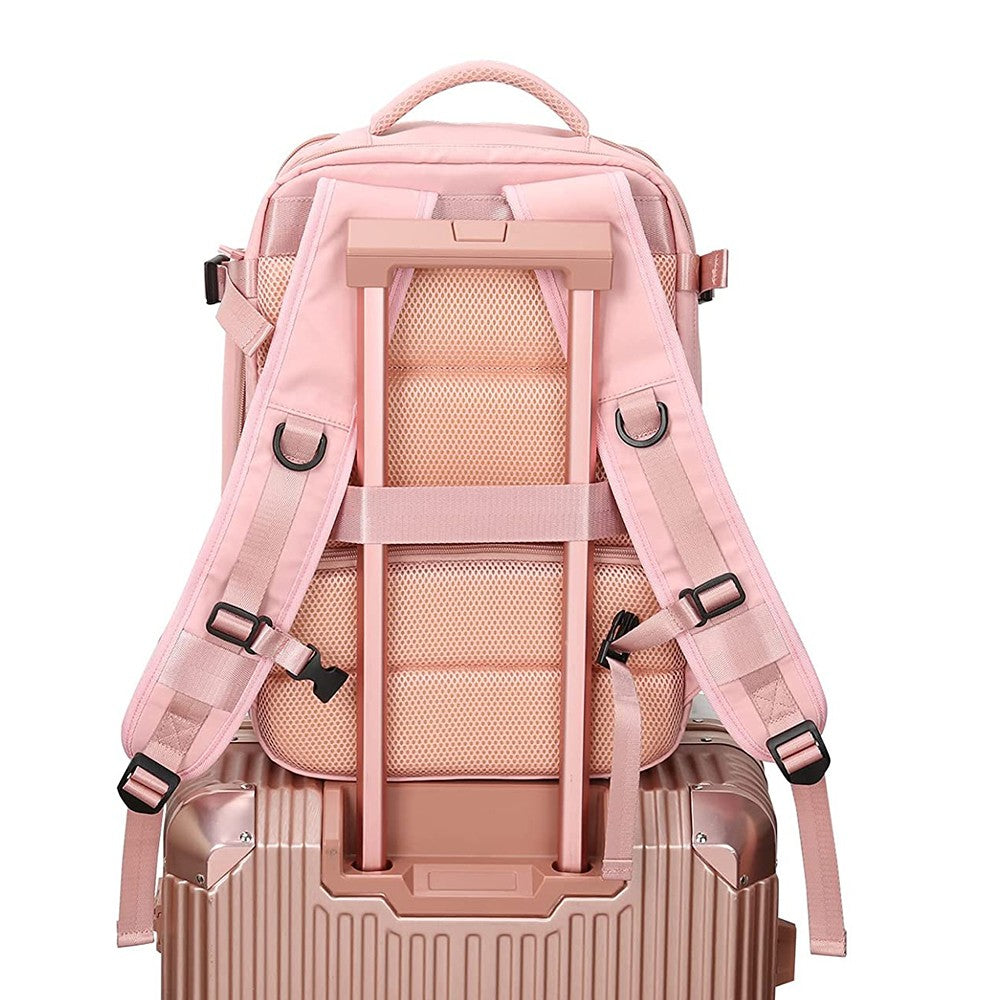 Travel Duffel Bag Sport Backpack Rucksack Hiking Bag with Shoe Compartment Pink