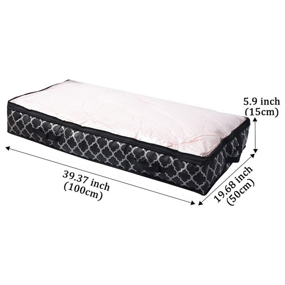 1 X Foldable Under Bed Clothes Storage Bag Blanket Organizer Black Lantern Print