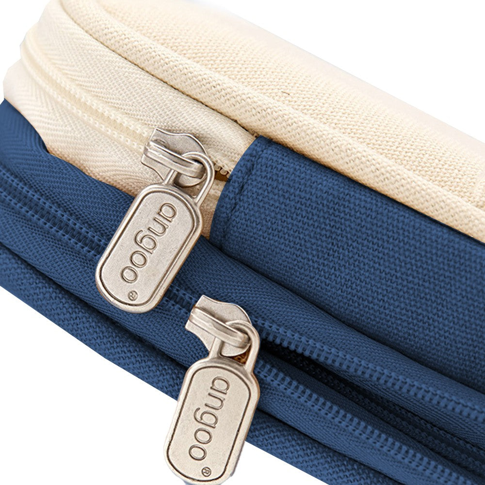 Large Capacity Canvas Pencil Case Pen Pouch Storage Bag Navy Blue