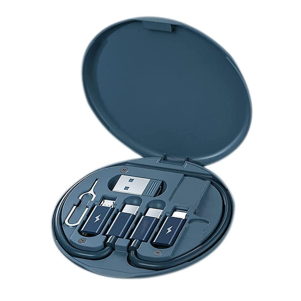Mini Digital Gadgets Storage Box with Smart USB Adapter Combination Set Blue
