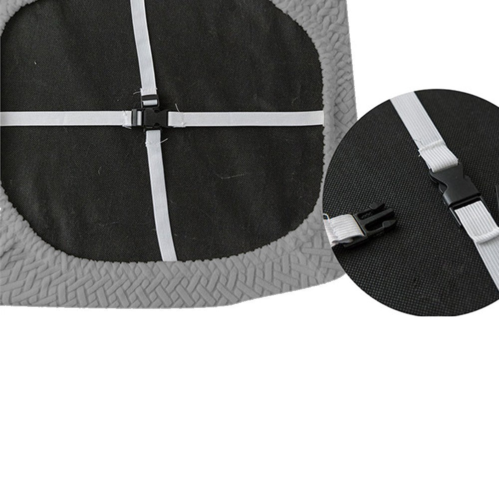 2 X Stretch Dining Chair Seat Cover Jacquard Removable Cushion Slipcover Grey