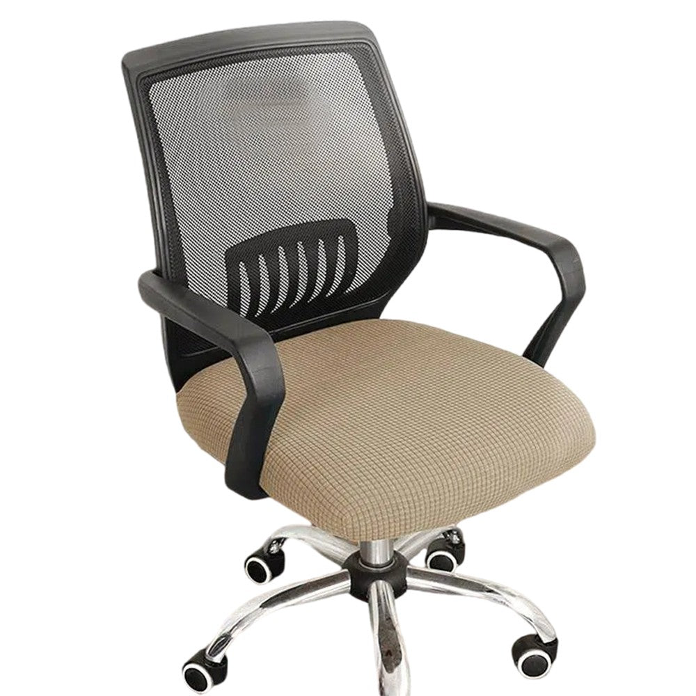 1 X Khaki Office Chair Covers Stretch Dining Room Chair Seat Cushion Slipcover
