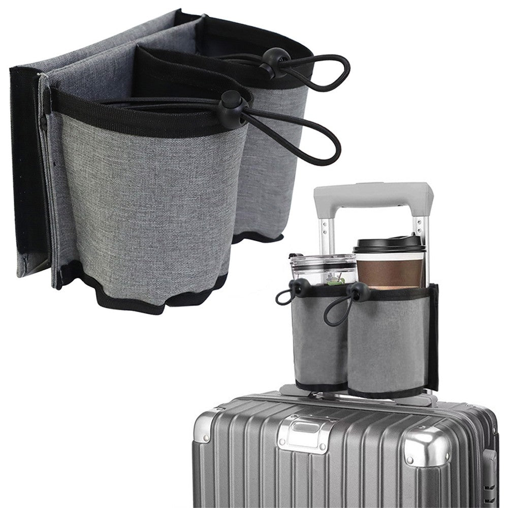 Luggage Travel Cup Holder Bag Suitcase Handles Drink Caddy Cup Carrier for Drinks Mobile Phone Grey