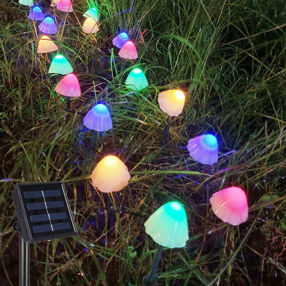 Multicolour 5M Solar Mushroom String Lights Walkway Lamp Outdoor Garden Decor
