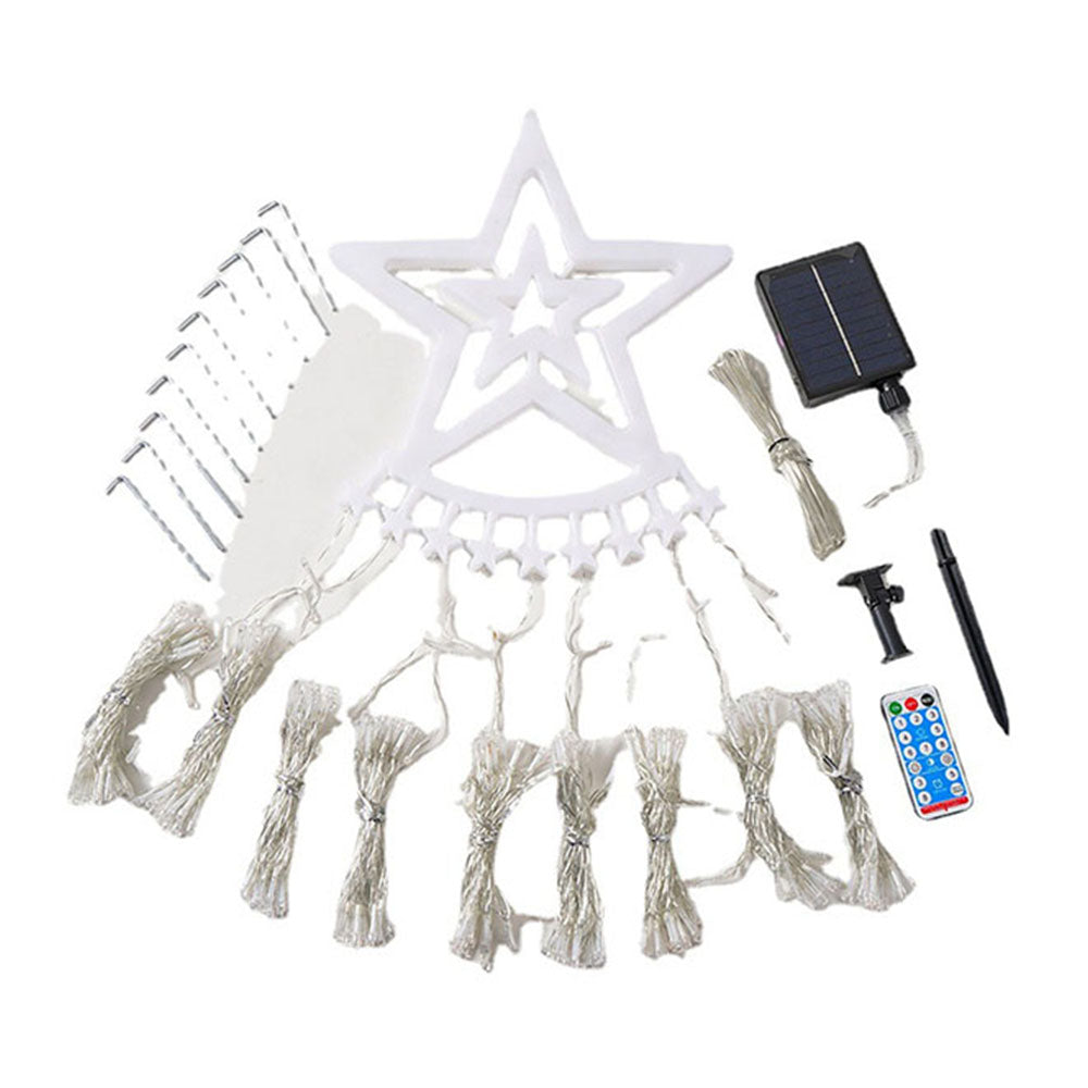 Solar LED Star Waterfall Lights Christmas Tree Decor String Lights Multicolour