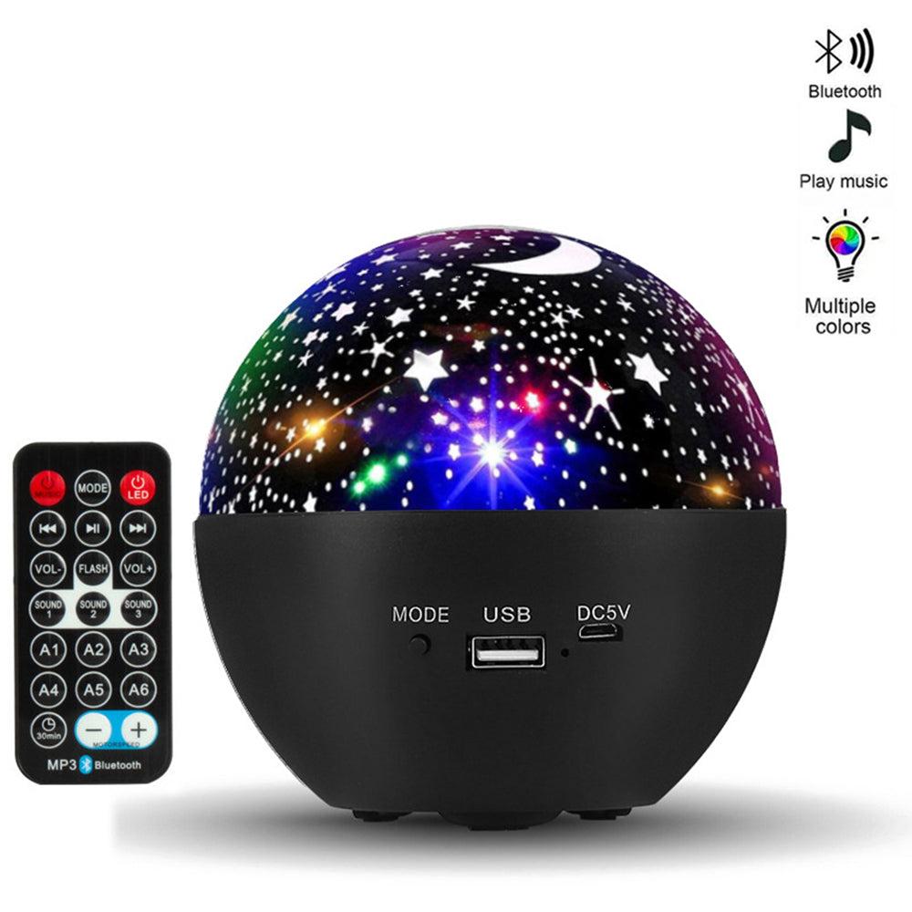 Black Bluetooth LED Night Light Projector Sky Star Moon Lamp