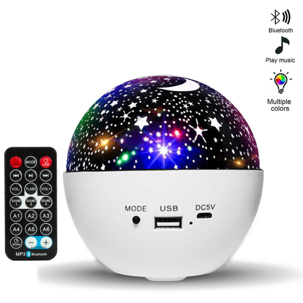 White Bluetooth LED Night Light Projector Sky Star Moon Lamp