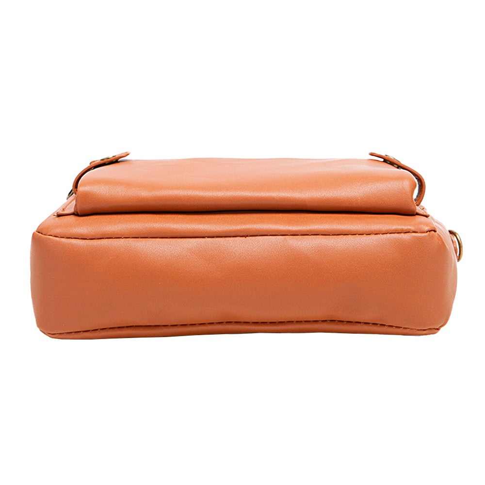 Women PU Leather Shoulder Bag Crossbody Purse Zipper Satchel Handbag Brown