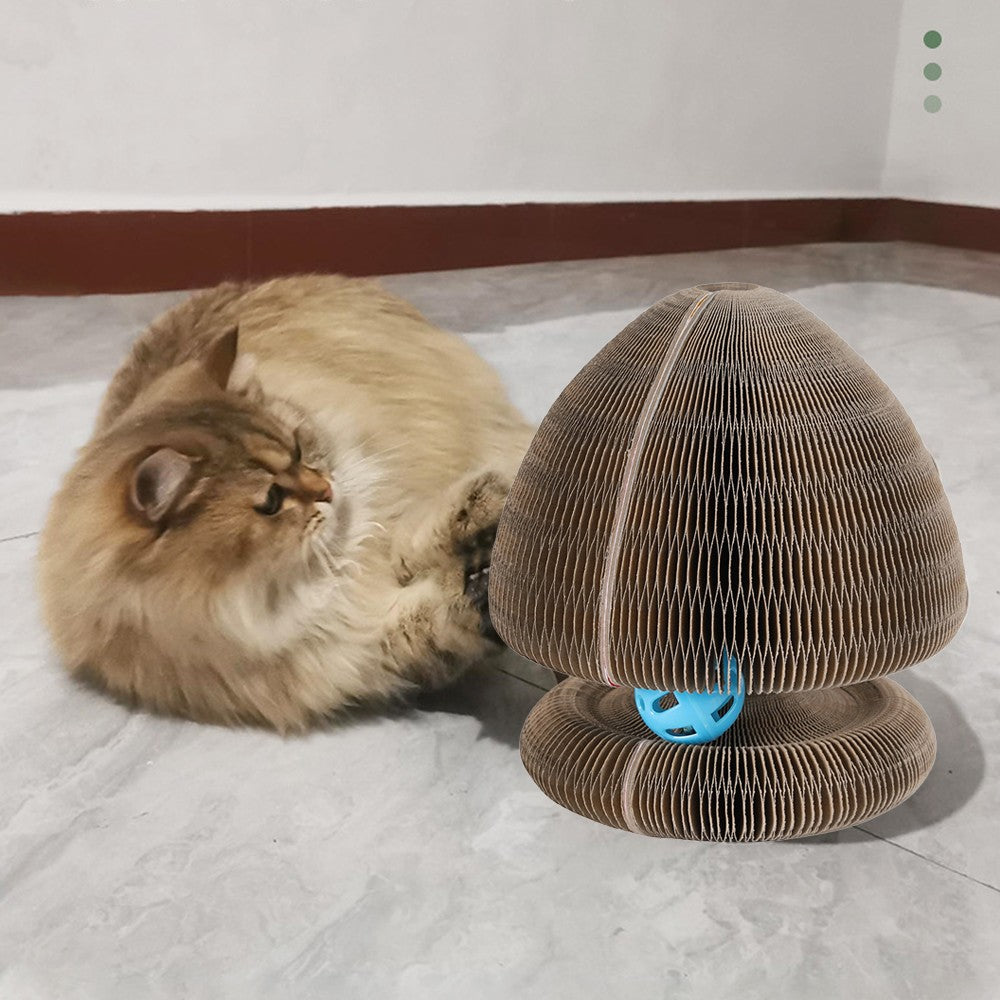 Magic Organ Cat Claw Scratching Board Fish Style Pet Cat Interactive Toy with Bell Balls