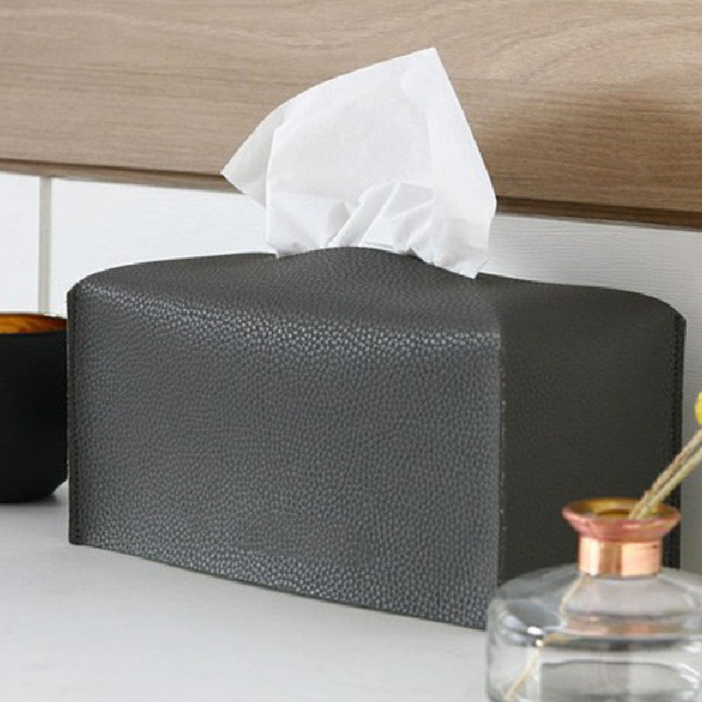 Rectangular PU Leather Tissue Box Tissue Dispenser Napkin Storage Boxes Black
