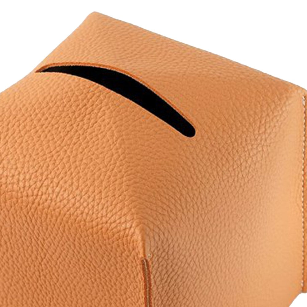 Square PU Leather Tissue Box Tissue Dispenser Napkin Storage Boxes Brown
