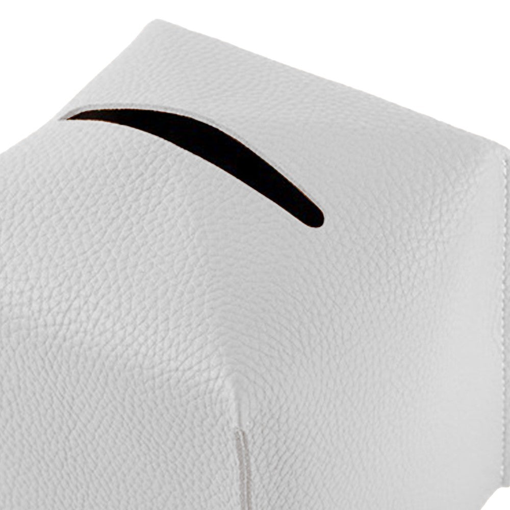 Square PU Leather Tissue Box Tissue Dispenser Napkin Storage Boxes White