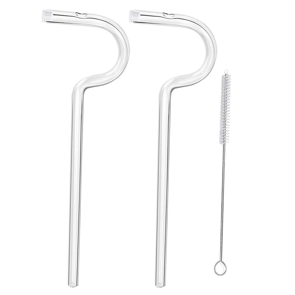 2X Anti Wrinkle Straws Reusable Drinking Straws Glass Straws with Cleaning Brush