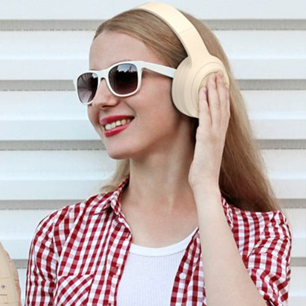 Bluetooth Headset Wireless Headphones Headworn TWS Earphones Beige