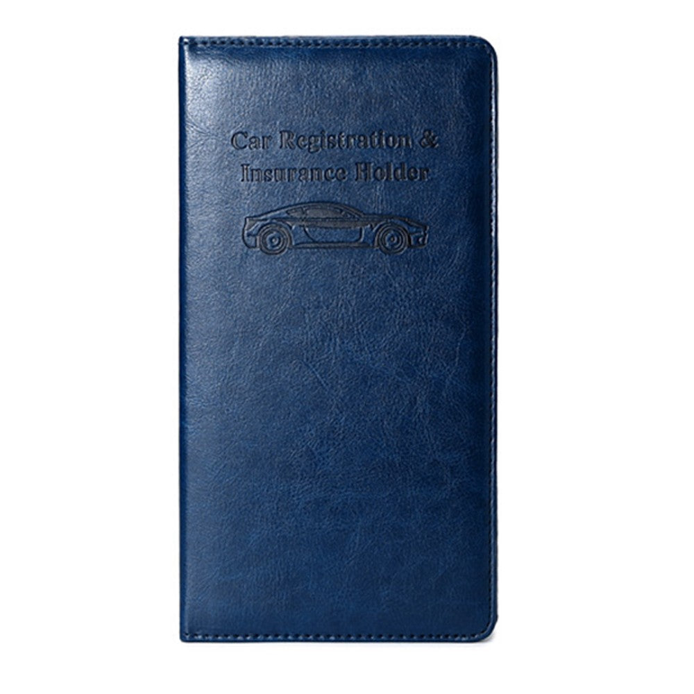 PU Leather Car Registration and Insurance Holder Card Document Organizer Driver License Case Blue