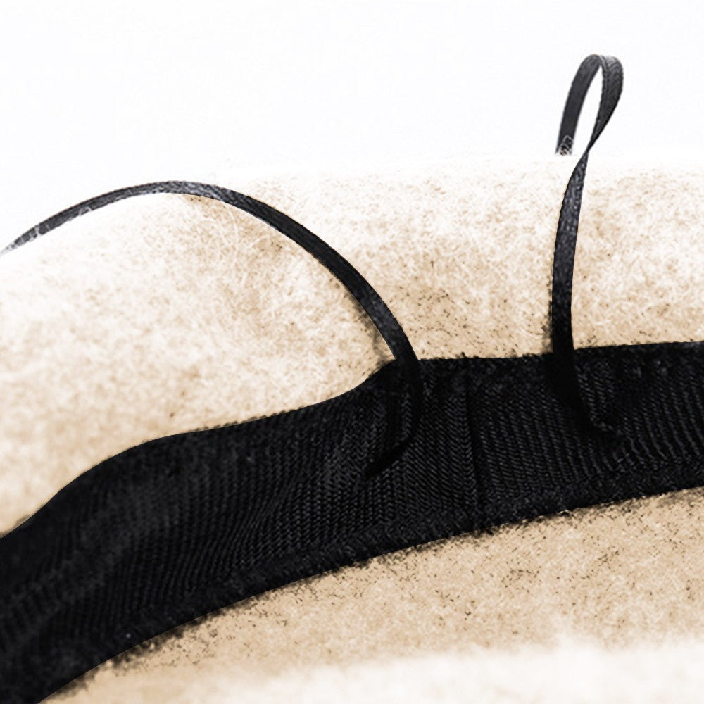 Womens Winter Wool Beret Hat Classic French Style Beanie Cap Solid Color Beret Cap Beige