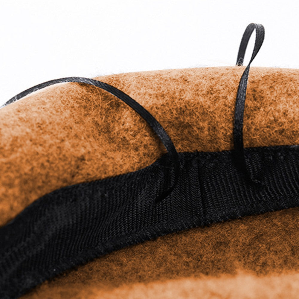 Womens Winter Wool Beret Hat Classic French Style Beanie Cap Solid Color Beret Cap Camel