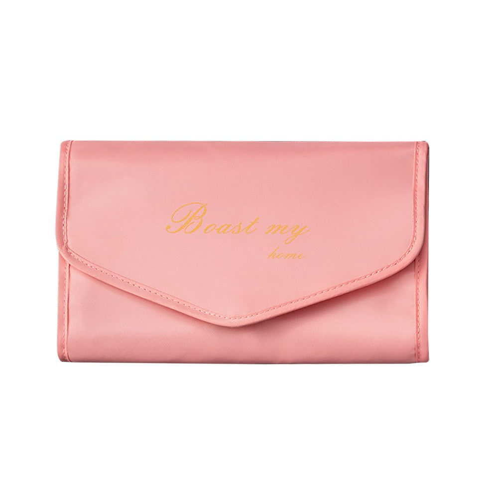 Travel Jewelry Organizer Foldable Jewelry Storage Bag for Rings Necklaces Bracelets Earrings Pink