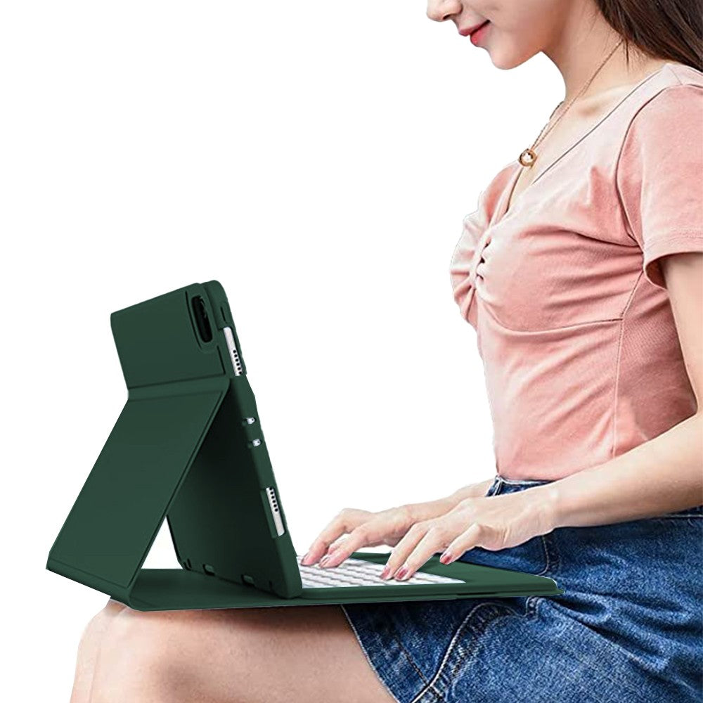 For iPad 9.7 inch Touchpad Bluetooth Keyboard Mouse Protective Case Set Green