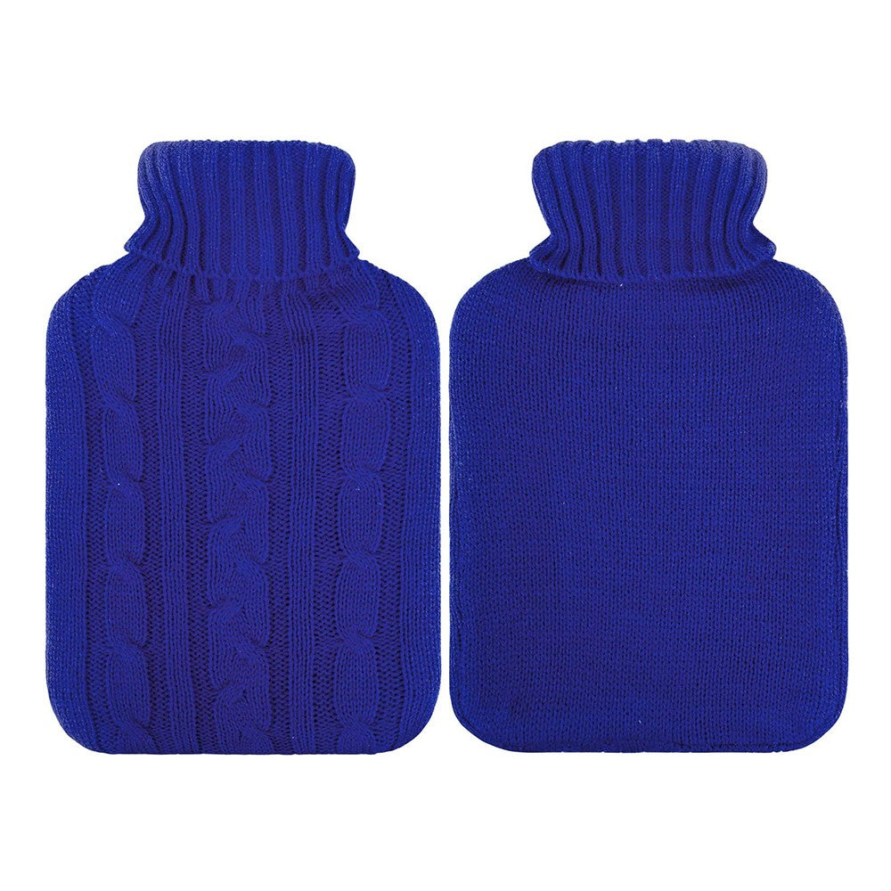 33x22cm Hot Water Bottle Knitted Cover Solid Color Hot Water Bag Cover Sleeves Blue