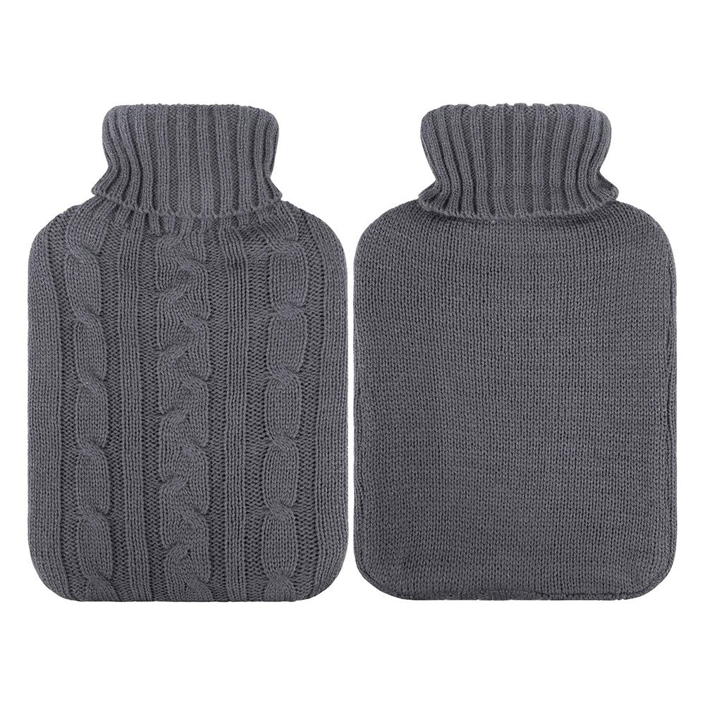 33x22cm Hot Water Bottle Knitted Cover Solid Color Hot Water Bag Cover Sleeves Dark Grey