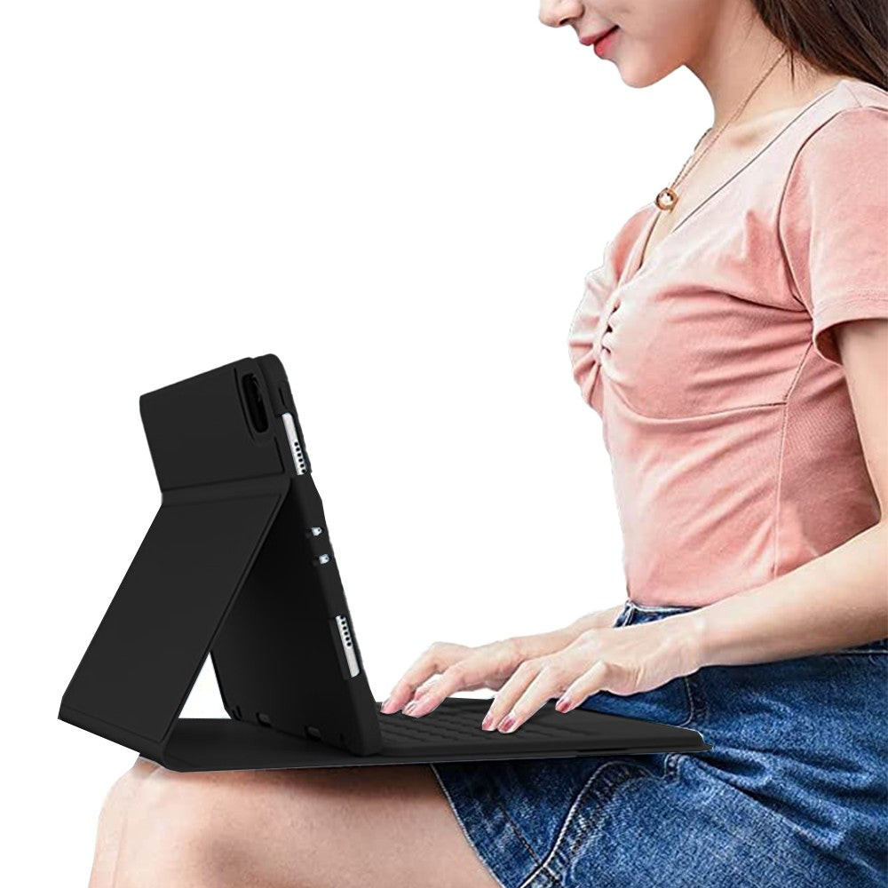 For iPad 10.2 inch Touchpad Bluetooth Keyboard Mouse Protective Case Set Black