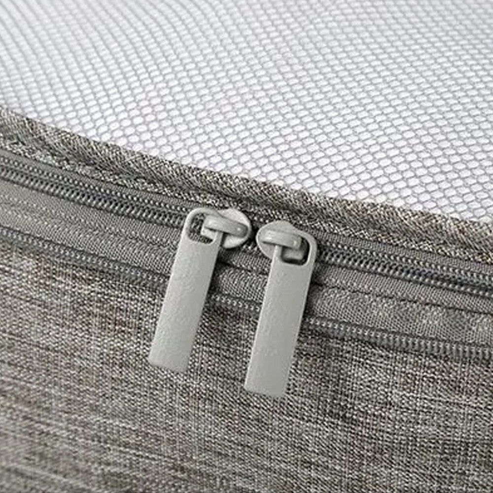 Set of 3Pcs Travel Compression Packing Cubes Clothes Storage Bag Luggage Organizer Grey