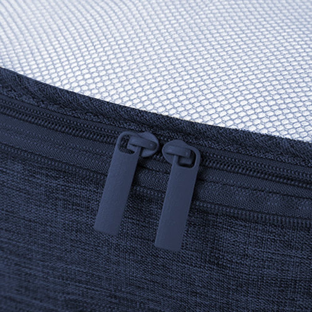Set of 3Pcs Travel Compression Packing Cubes Clothes Storage Bag Luggage Organizer Navy Blue