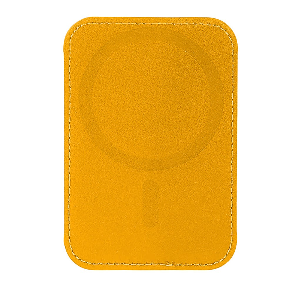 Magnetic Card Wallet Holder PU Leather Wallet Pocket for iPhone 12/13/14 Series Yellow