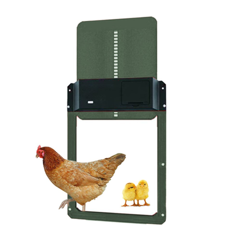 Automatic Chicken Coop Door Opener Battery Powered Light Sensor Poultry House Door Green