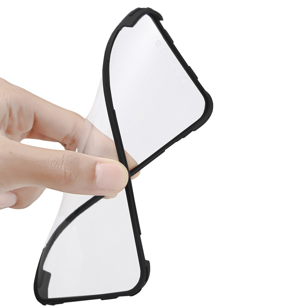 For iPhone 14 Promax Full Body Clear Bumper Phone Case Anti-scratch Screen Protector Black