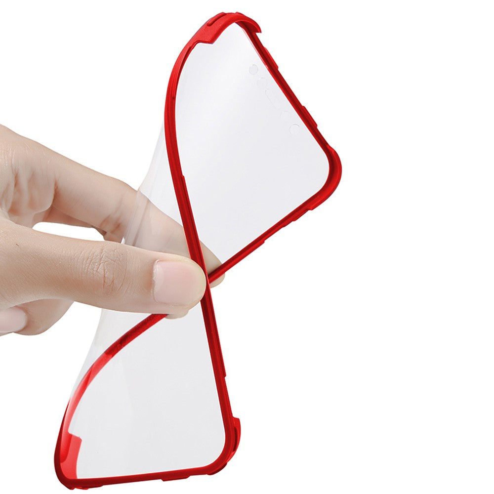 For iPhone 14 Promax Full Body Clear Bumper Phone Case Anti-scratch Screen Protector Red