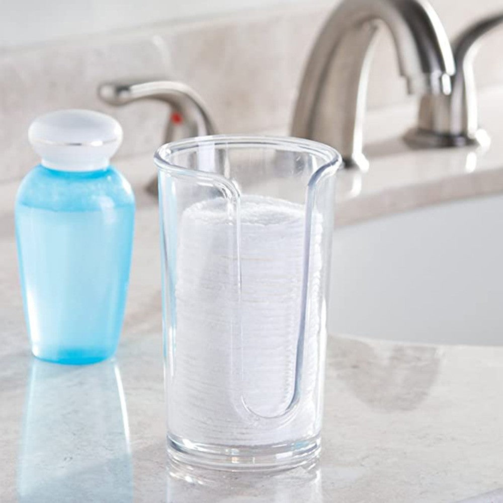 1 X Disposable Mouthwash Cups Dispenser Paper Cup Storage Container Cotton Pads Holder Clear