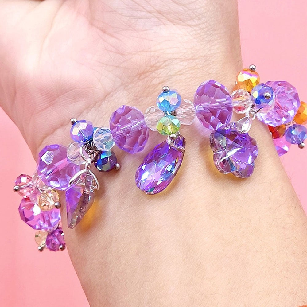 131 Pieces DIY Bracelet Kids Charm Bracelet Making Kit Beads Bracelet DIY Craft Purple