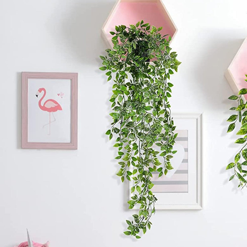 2Pcs Artificial Hanging Plants Fake Potted Plant Indoor Outdoor Wall Decoration Style 3