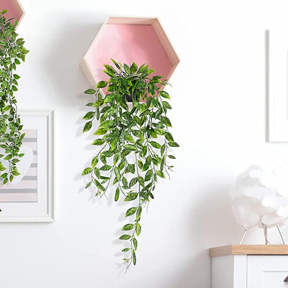 2Pcs Artificial Hanging Plants Fake Potted Plant Indoor Outdoor Wall Decoration Style 4