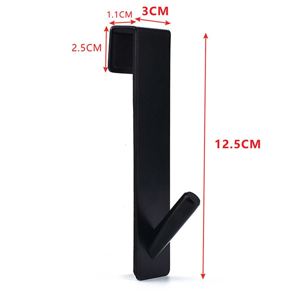 2Pcs Bathroom Over Door Hooks Frameless Glass Door Hook Stainless Steel Towel Hanger Black