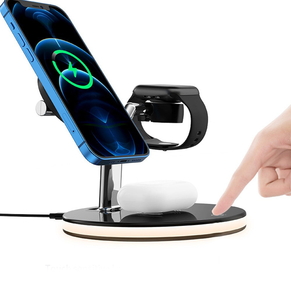 3-in-1 Magnetic Qi Wireless Charger Fast Charging Dock Charging Station Black