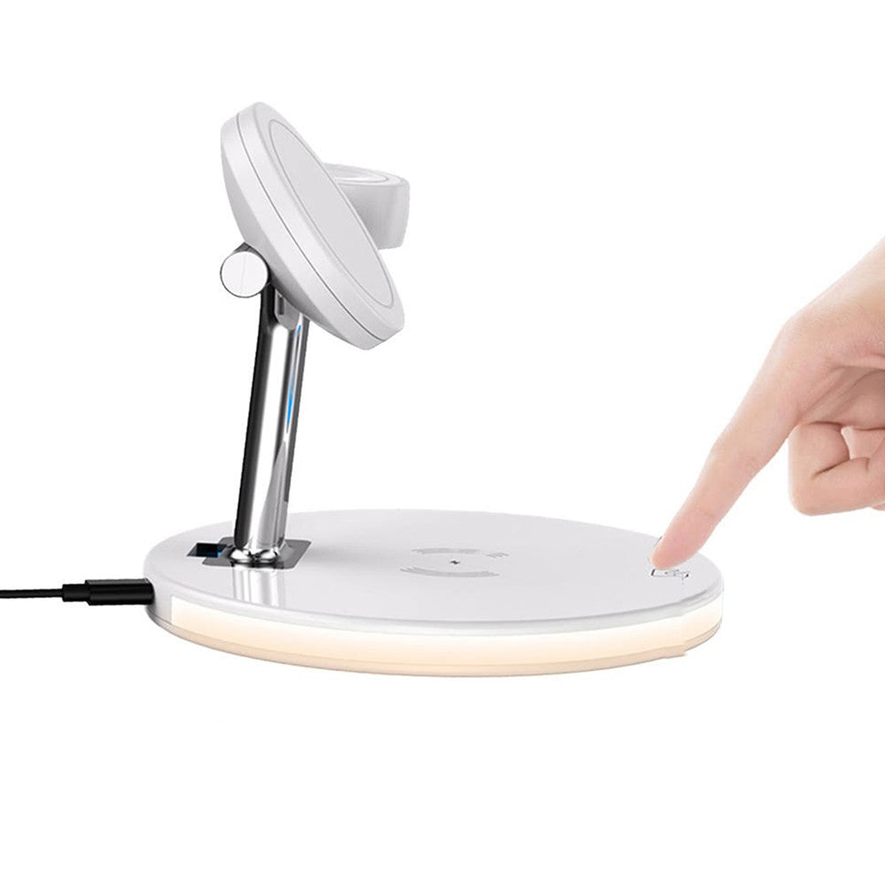 3-in-1 Magnetic Qi Wireless Charger Fast Charging Dock Charging Station White