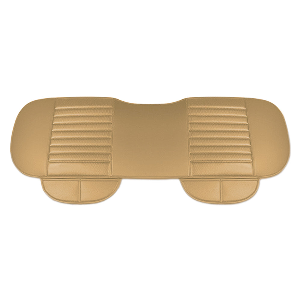 Faux Leather Car Rear Seat Cover Auto Rear Seat Mat with Storage Pockets Beige