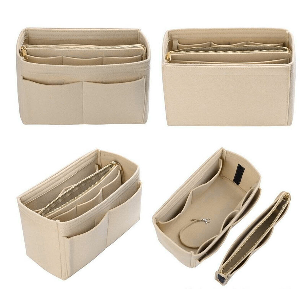 22x11x13cm Felt Bag Organiser Handbag Insert Liner Tote Beige