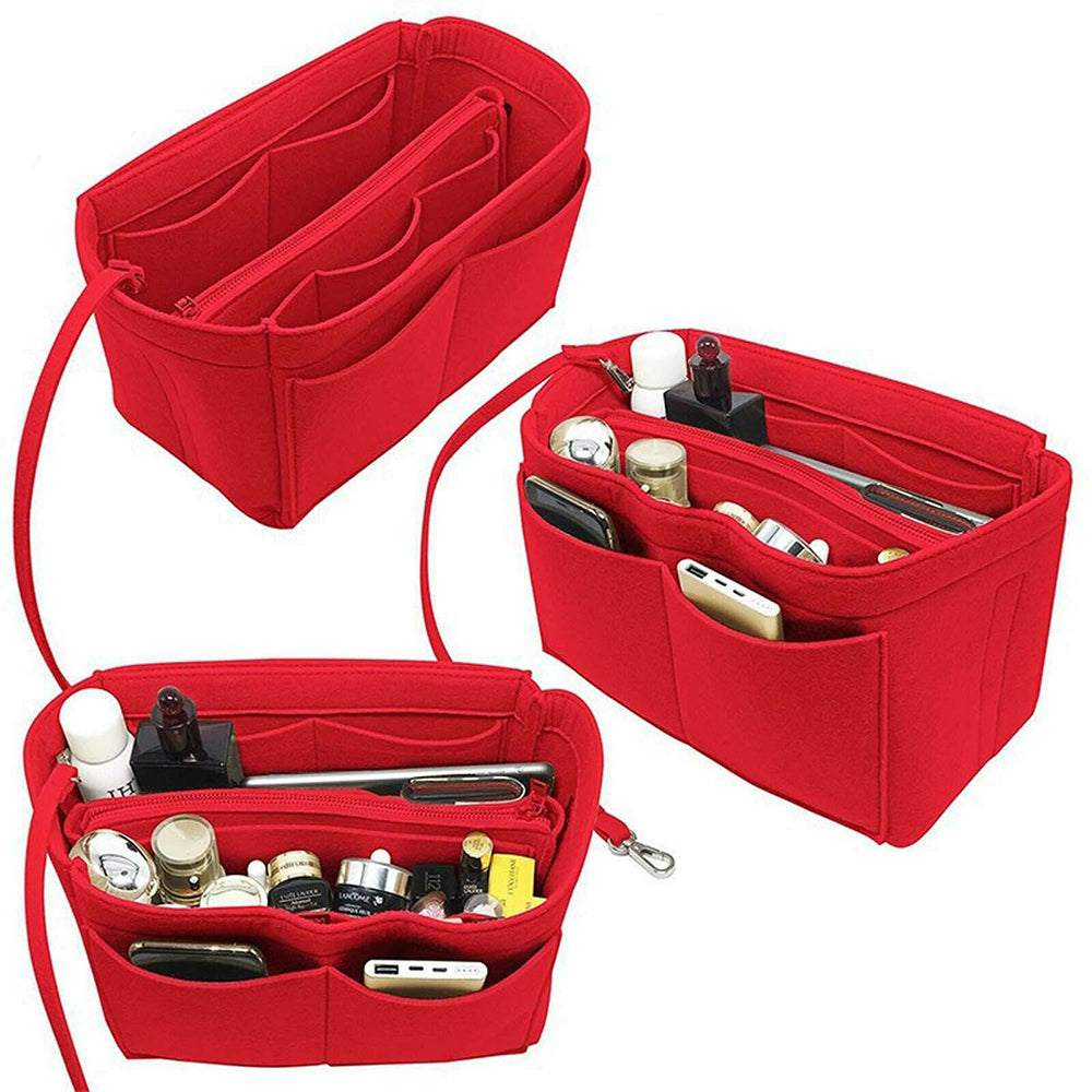 23x13x15cm Felt Bag Organiser Handbag Insert Liner Tote Red