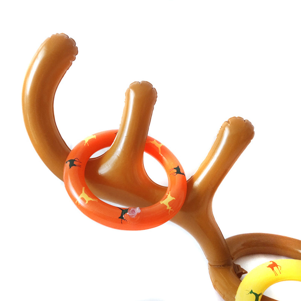 4 Sets of Inflatable Antler Reindeer Hat Ring Toss Game