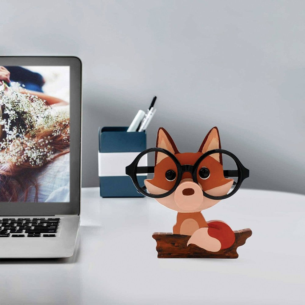 Wooden Eyeglasses Holder Fox Design Eyes Glasses Display Stand Home Decor