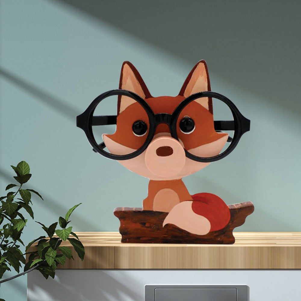 Wooden Eyeglasses Holder Fox Design Eyes Glasses Display Stand Home Decor