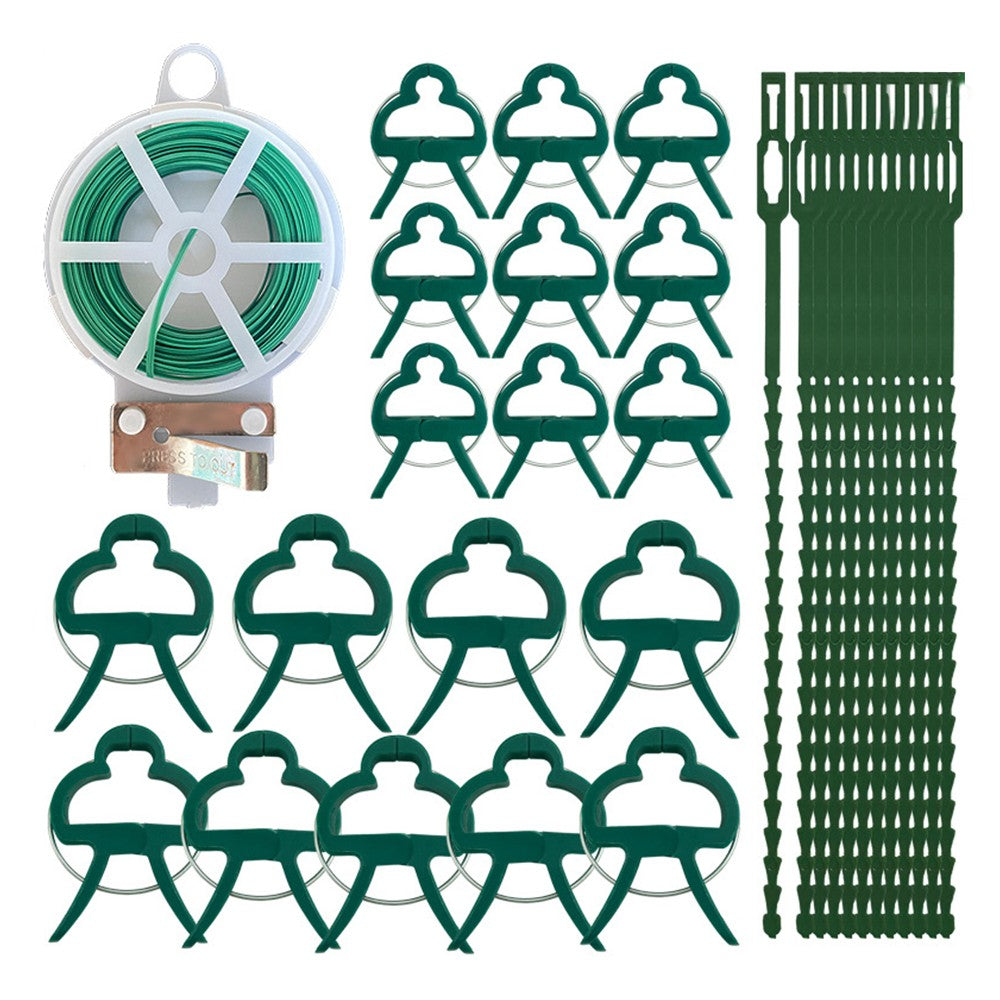 1 X 31Pcs Plant Growing Supports Set Plant Binding Wire Reel Plant Clip Set for Gardening